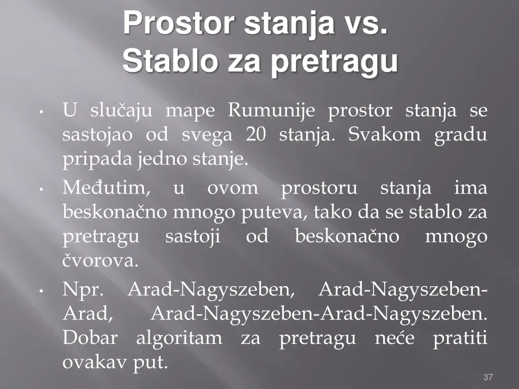 prostor stanja vs stablo za pretragu