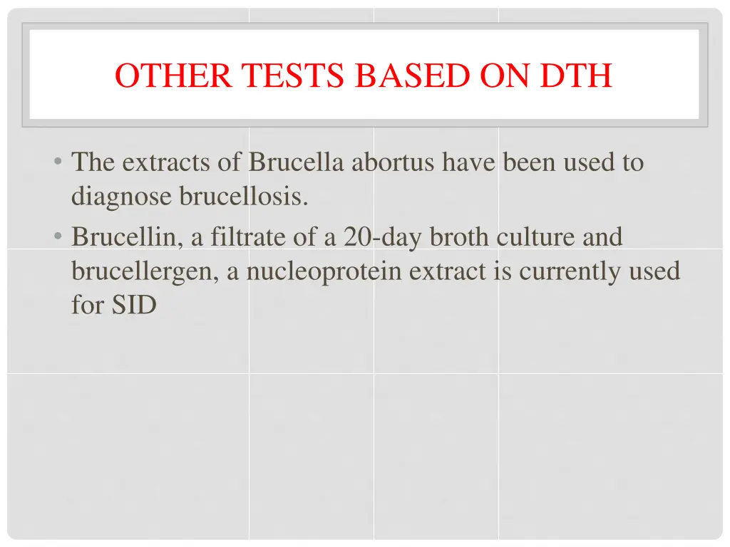 other tests based on dth