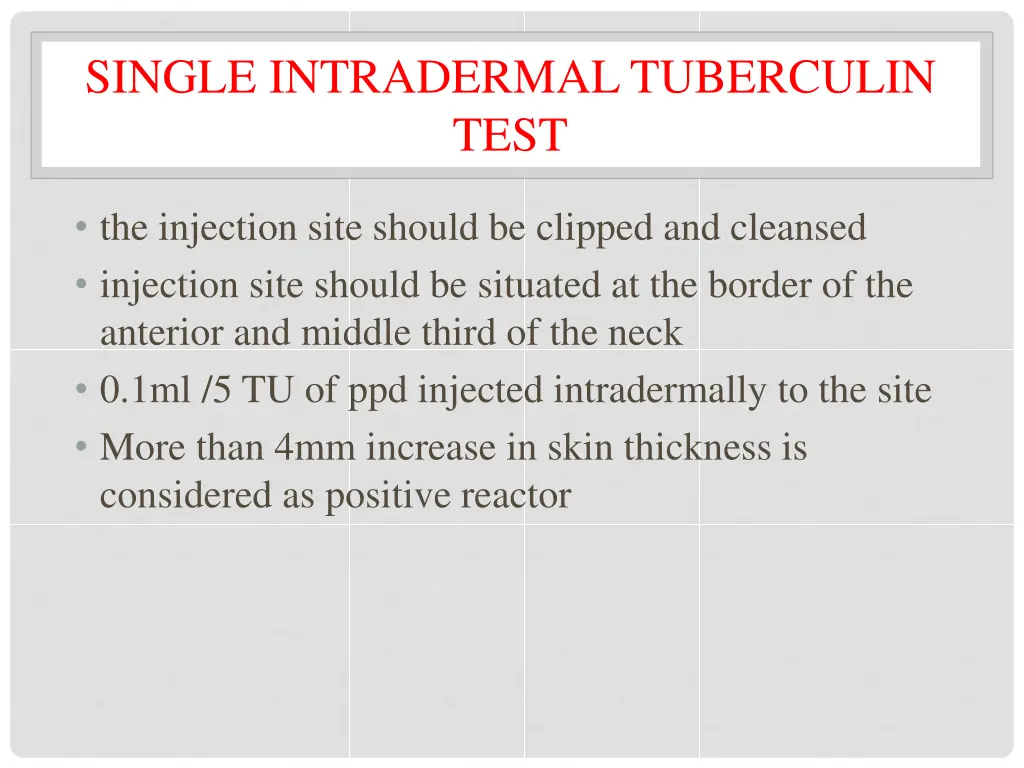 single intradermal tuberculin test
