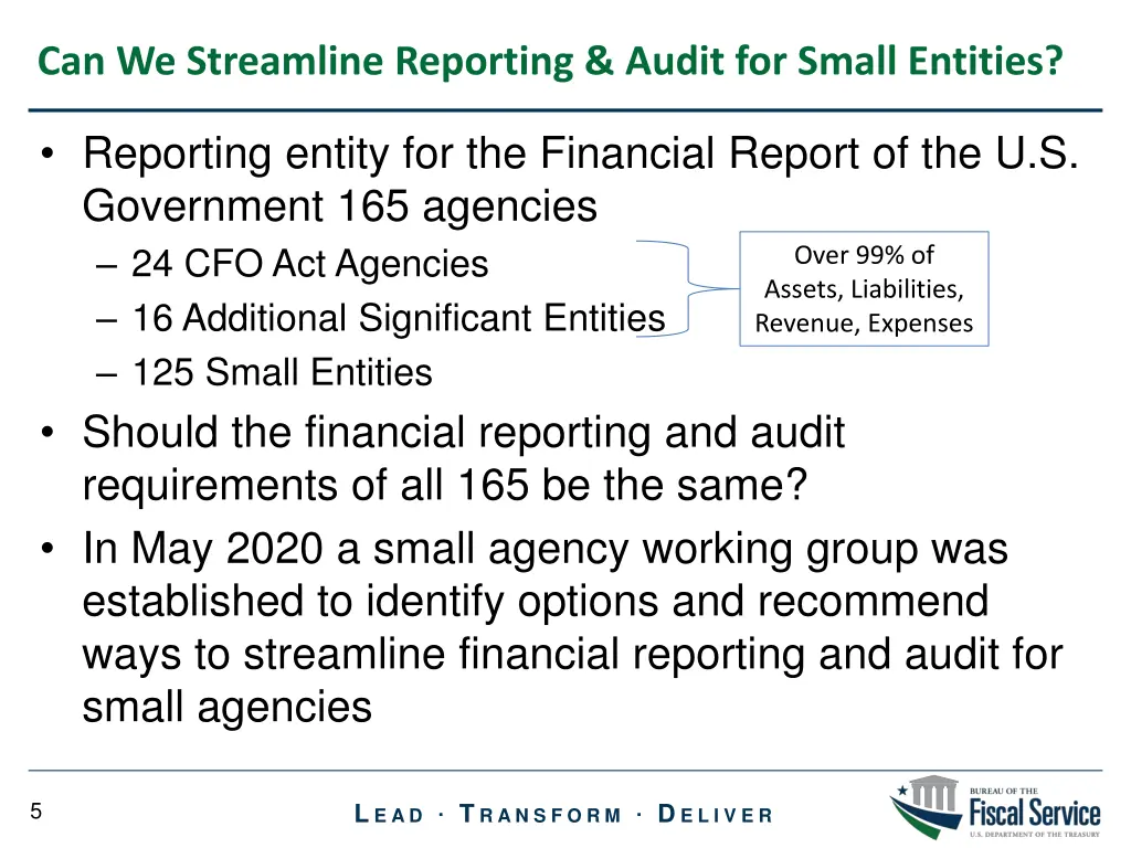 can we streamline reporting audit for small