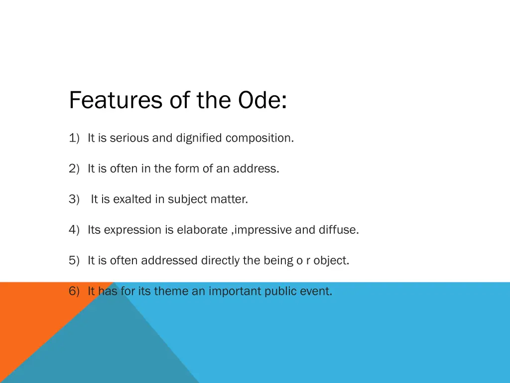 features of the ode
