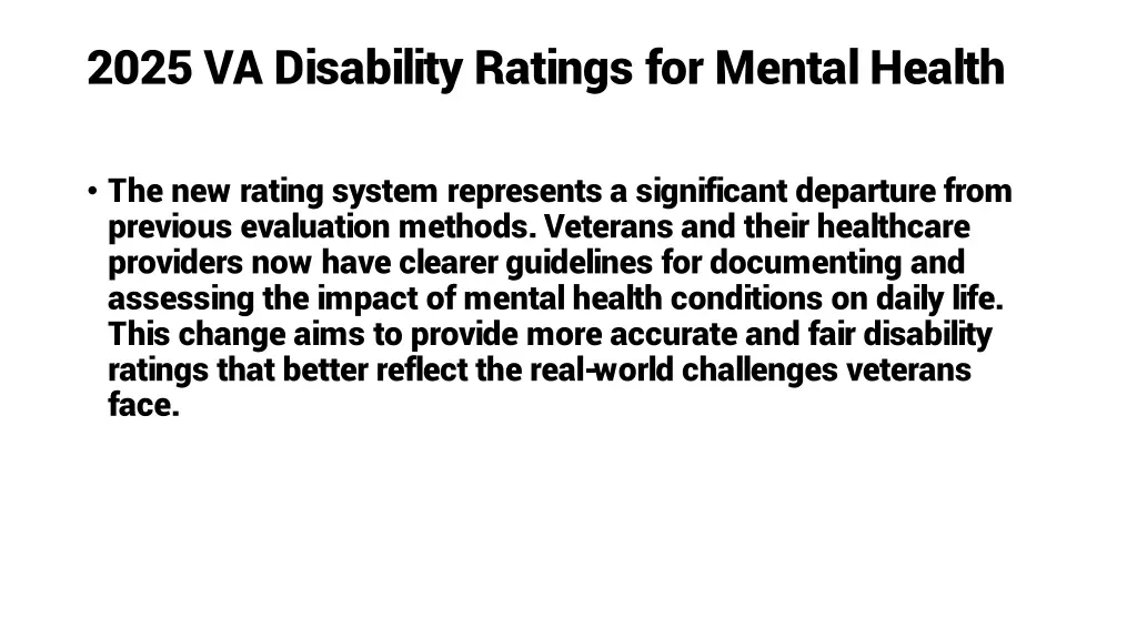 2025 va disability ratings for mental health