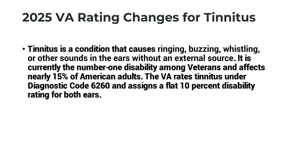 2025 va rating changes for tinnitus