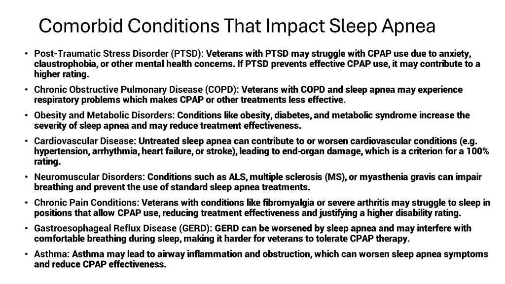 comorbid conditions that impact sleep apnea