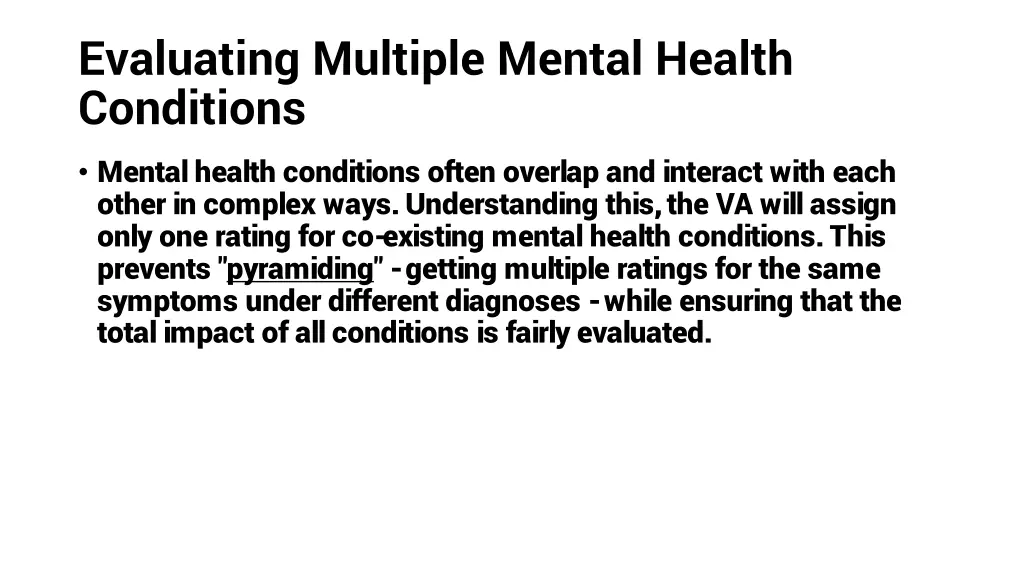 evaluating multiple mental health conditions
