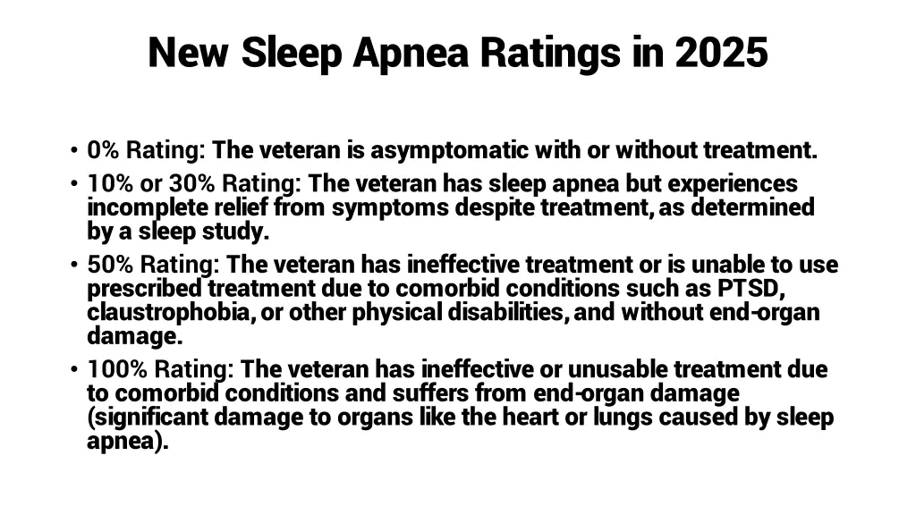 new sleep apnea ratings in 2025
