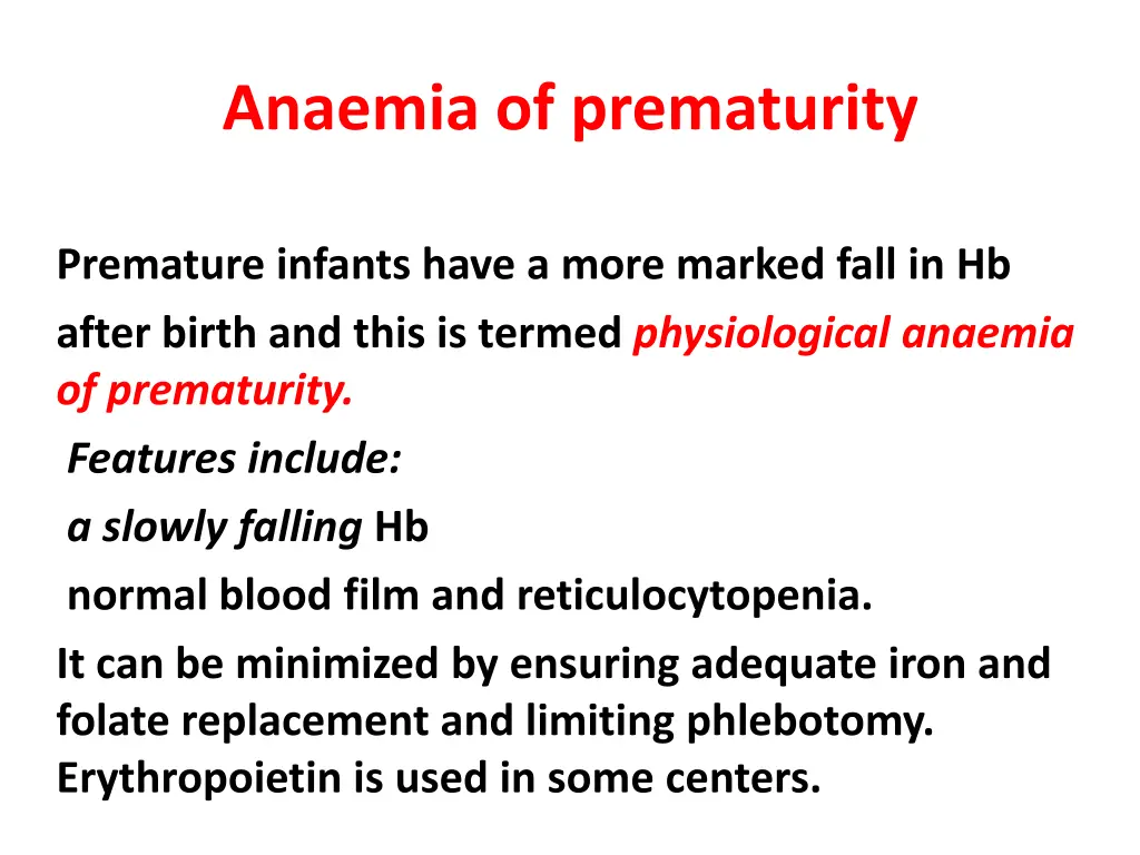 anaemia of prematurity
