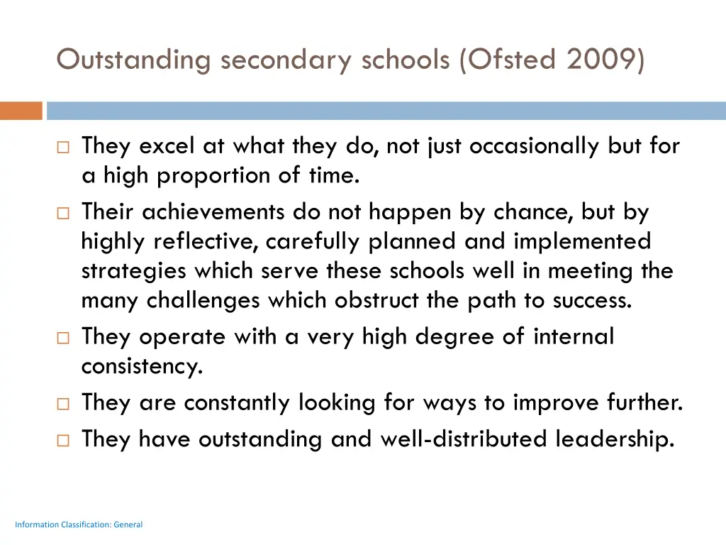 outstanding secondary schools ofsted 2009