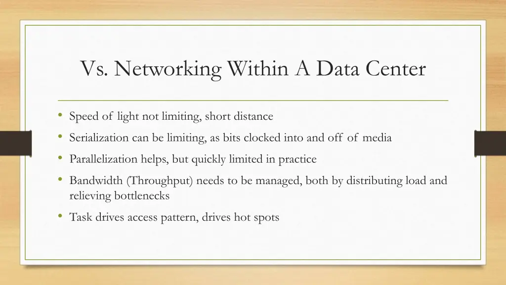 vs networking within a data center