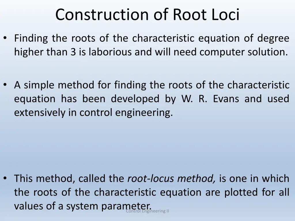 construction of root loci
