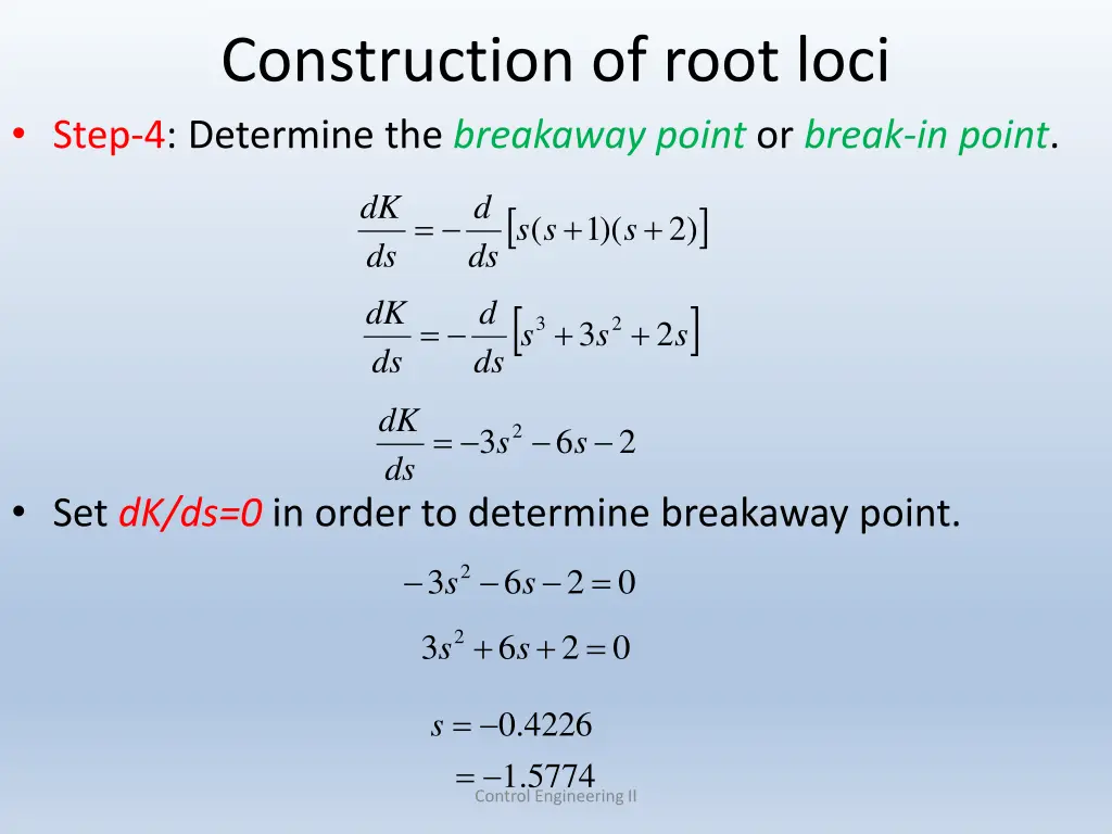 construction of root loci step 4 determine 1