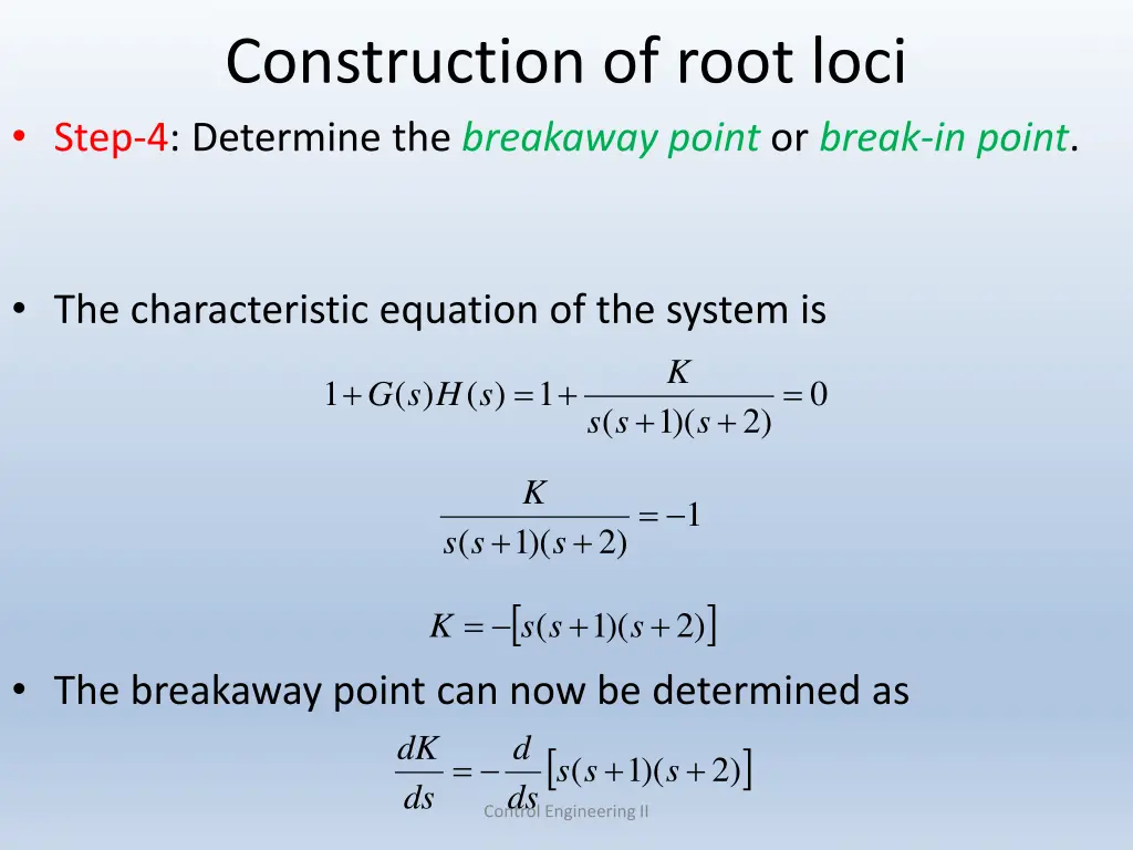 construction of root loci step 4 determine
