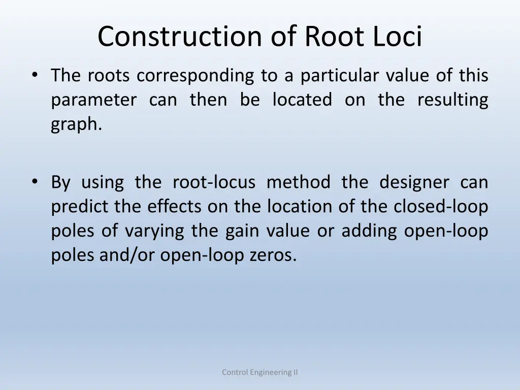 construction of root loci the roots corresponding