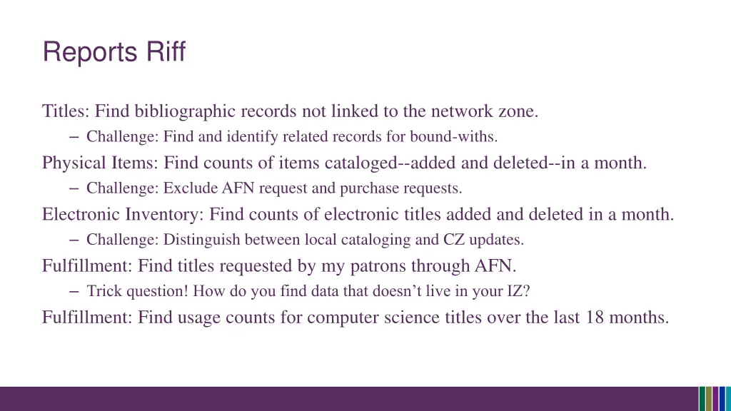 reports riff