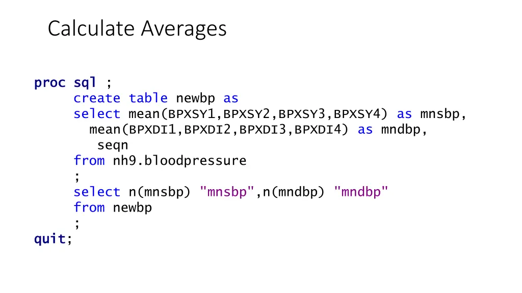 calculate averages