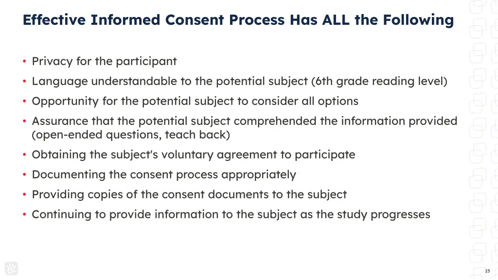 effective informed consent process