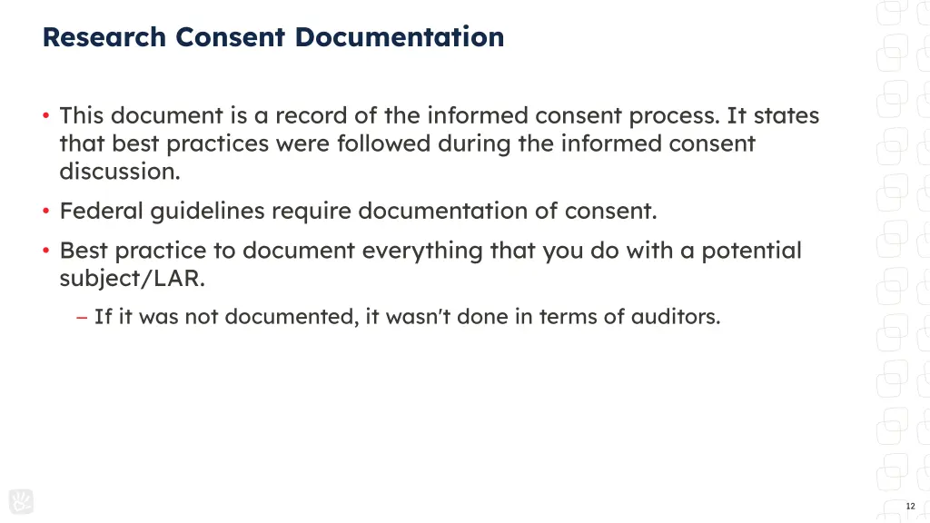 research consent documentation