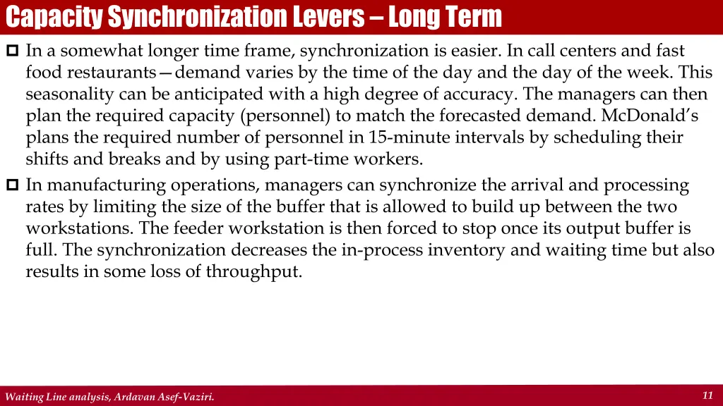 capacity synchronization levers long term