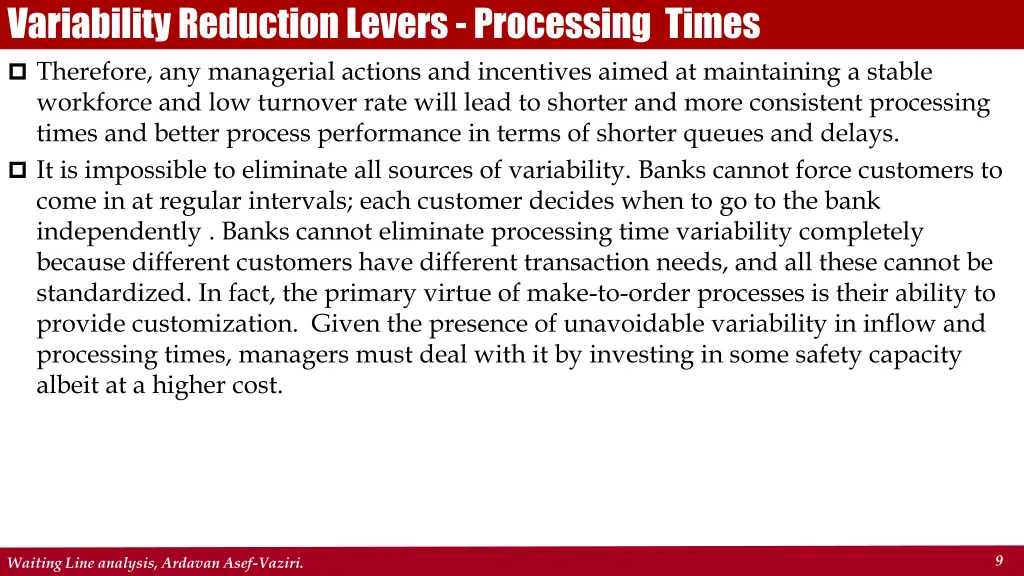 variability reduction levers processing times 1