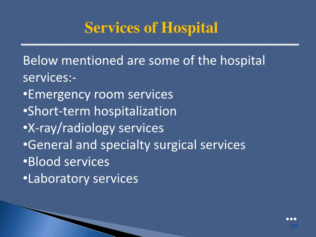services of hospital