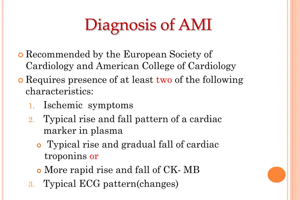 diagnosis of ami
