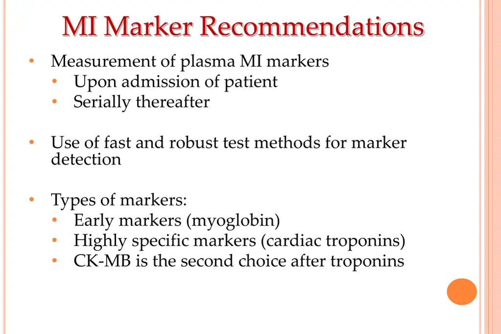 mi marker recommendations