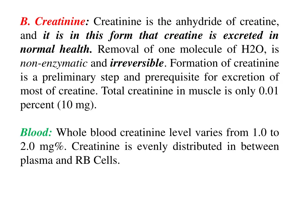 b creatinine creatinine is the anhydride