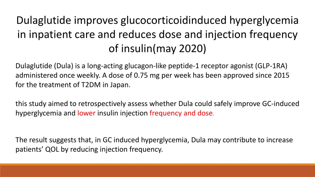 dulaglutide improves glucocorticoidinduced