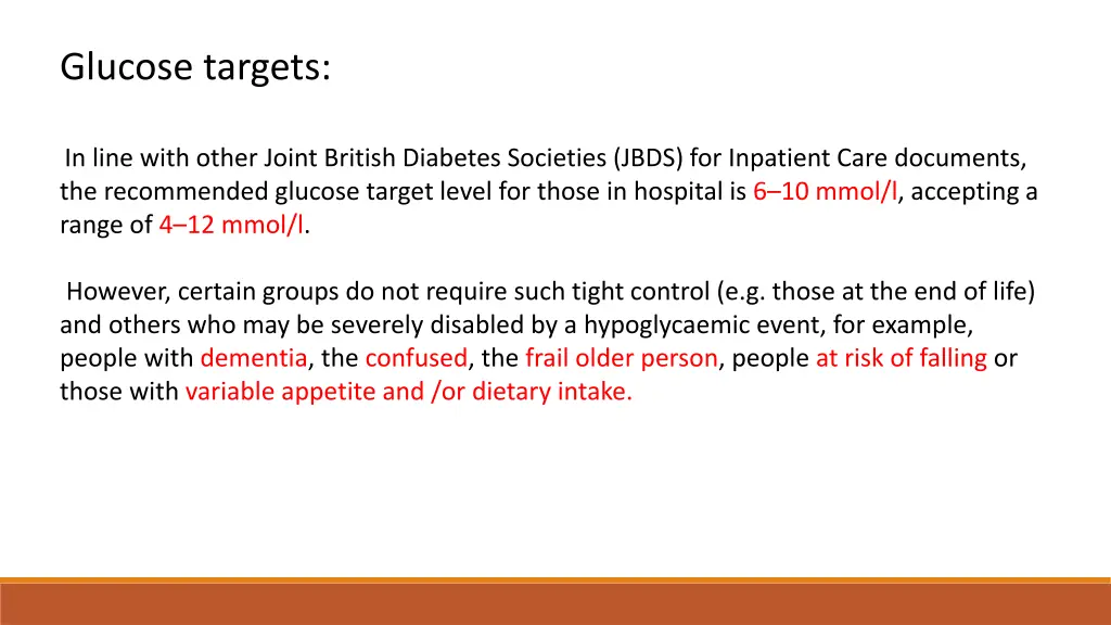 glucose targets