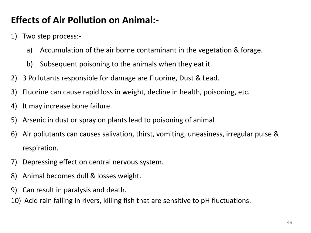 effects of air pollution on animal