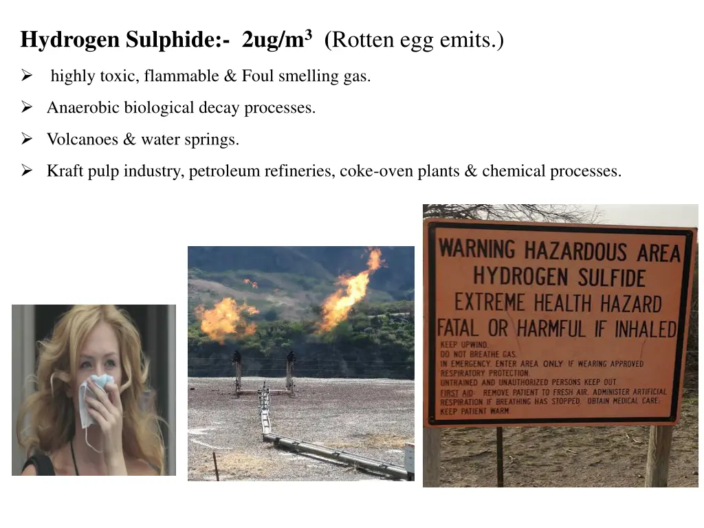 hydrogen sulphide 2ug m 3 rotten egg emits