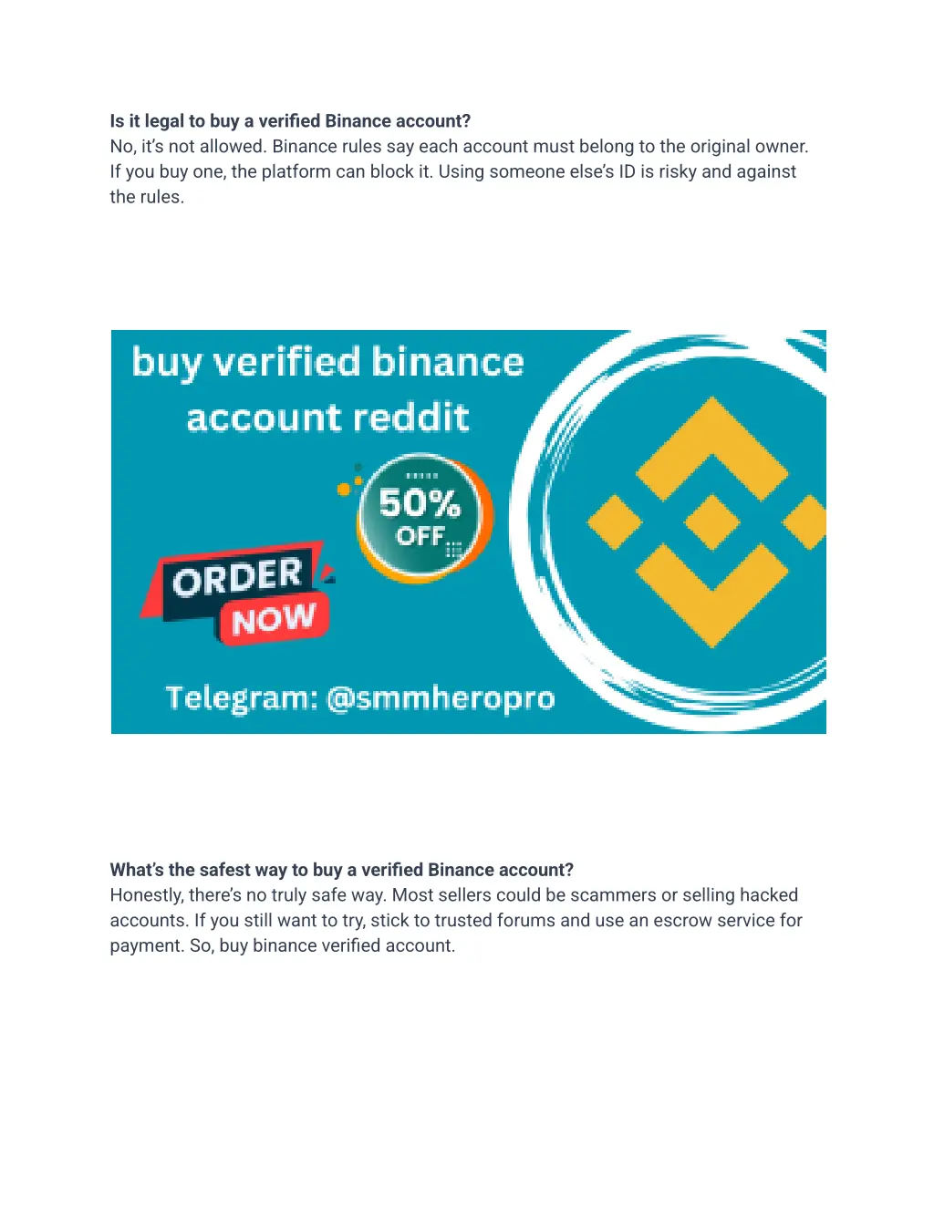 is it legal to buy a verified binance account