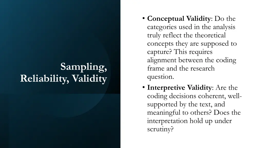 conceptual validity do the categories used