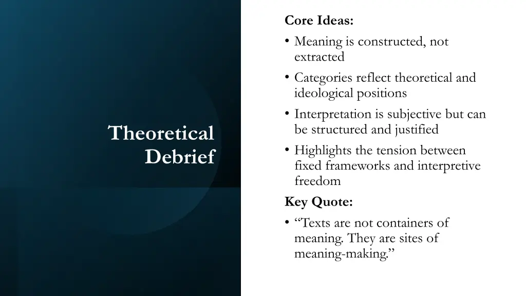 core ideas meaning is constructed not extracted