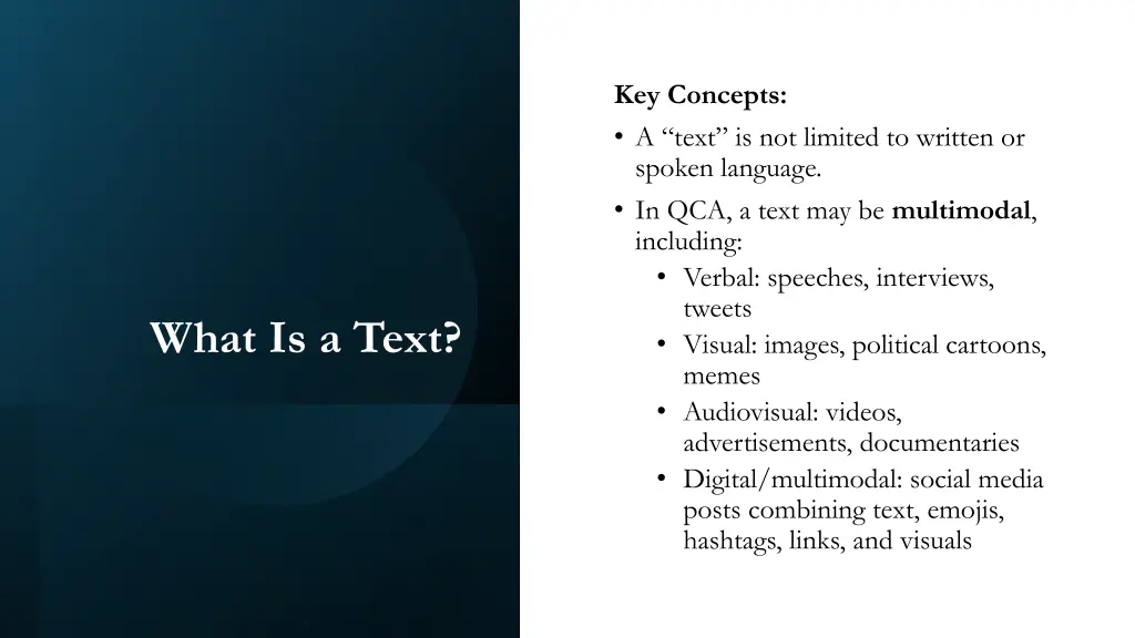 key concepts a text is not limited to written