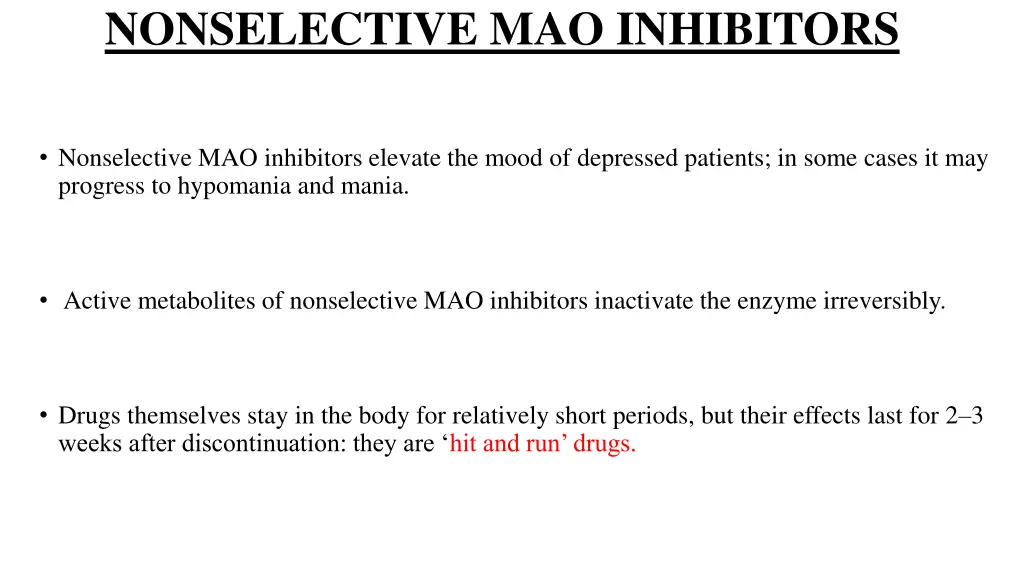 nonselective mao inhibitors