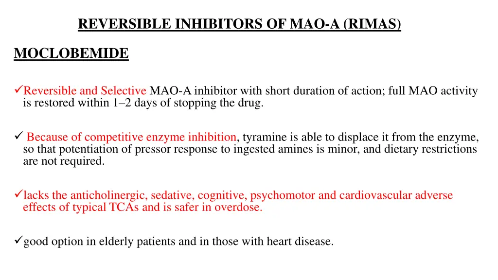 reversible inhibitors of mao a rimas