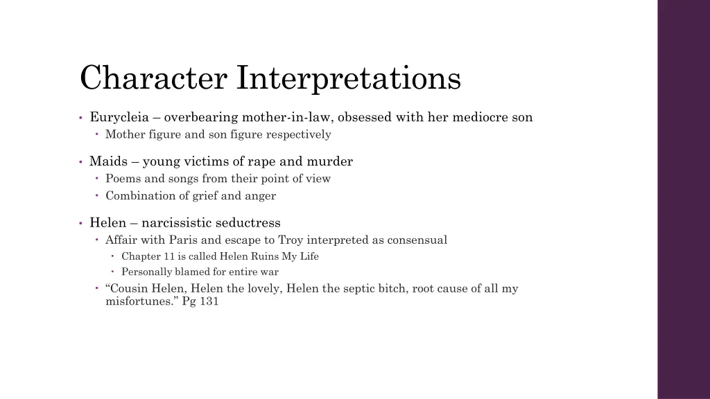 character interpretations