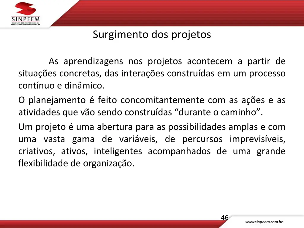 surgimento dos projetos 1