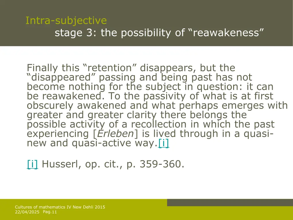 intra subjective stage 3 the possibility