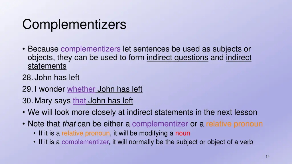 complementizers 1