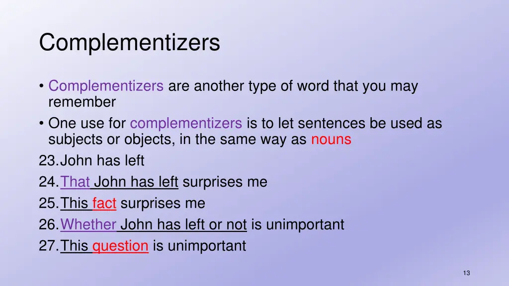 complementizers