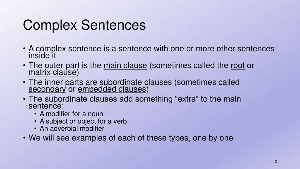 complex sentences