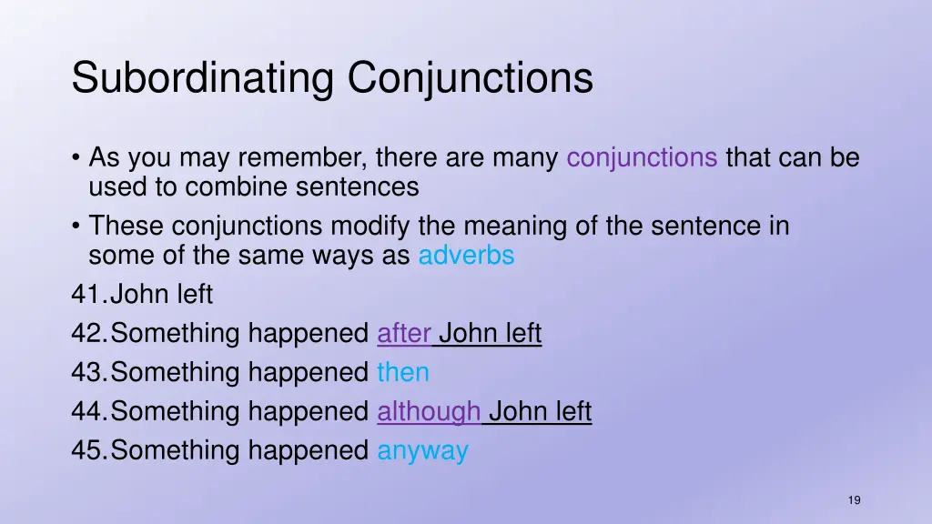 subordinating conjunctions