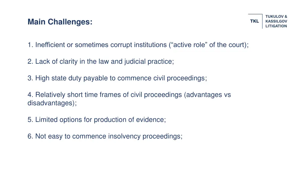 main challenges