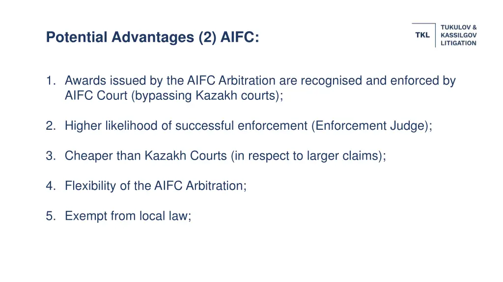 potential advantages 2 aifc