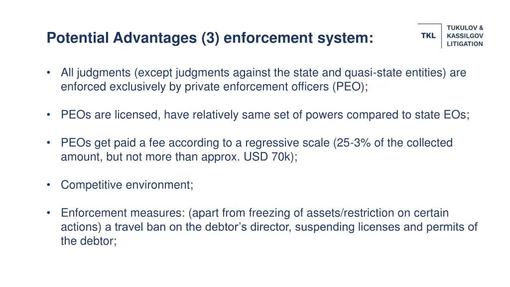 potential advantages 3 enforcement system