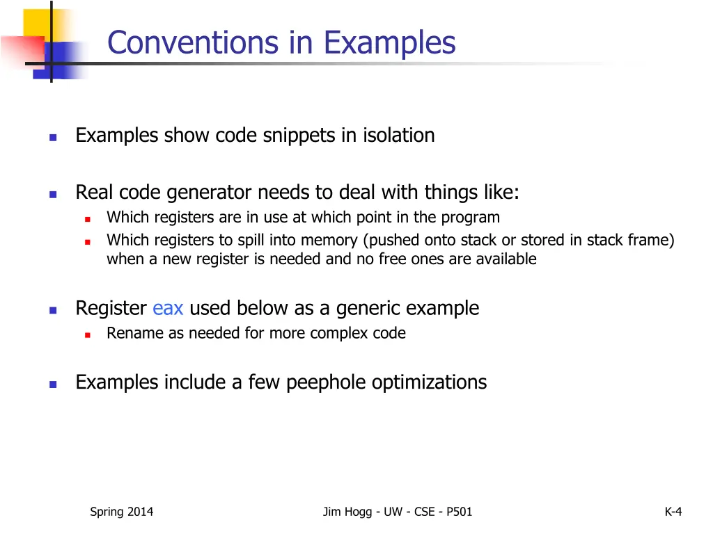 conventions in examples