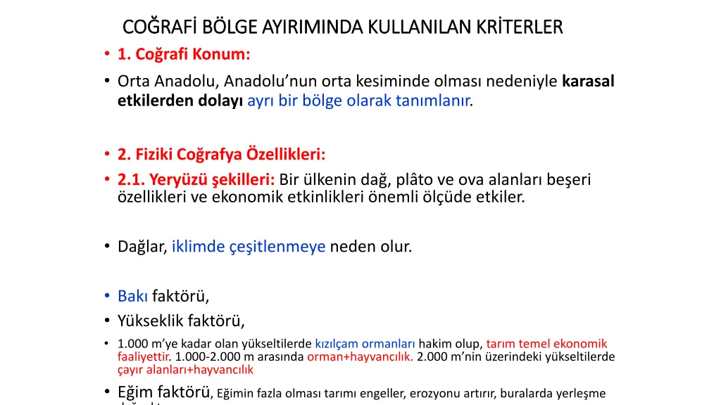 co raf b lge ayiriminda kullanilan kr terler