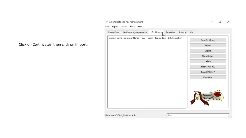 click on certificates then click on import